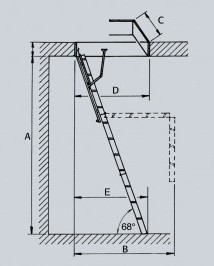 Dřevěné skládací schody – označení rozměrů